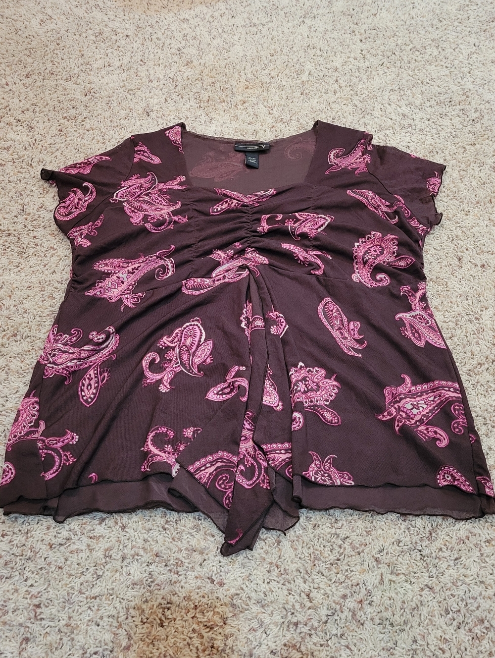 VENEZIA Y2K PAISLEY ASYMMETRICAL MESH TOP